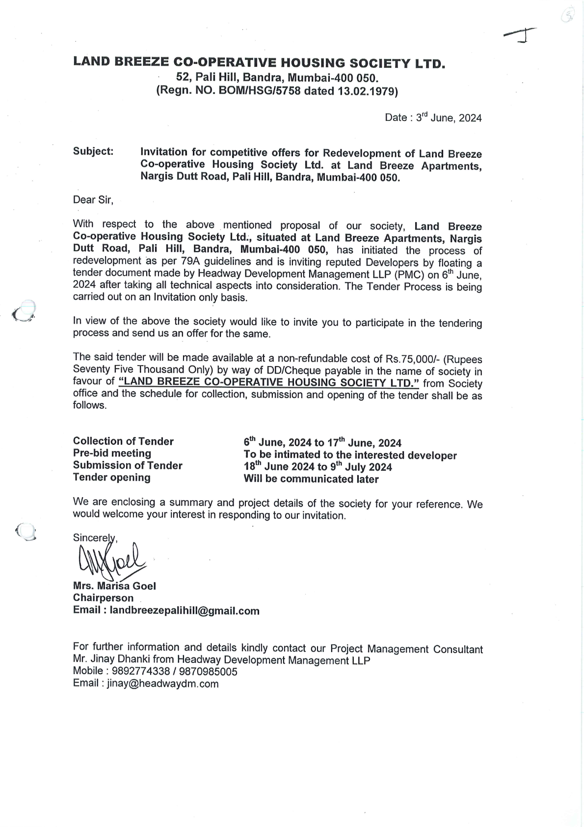 Invitation for Tender Process